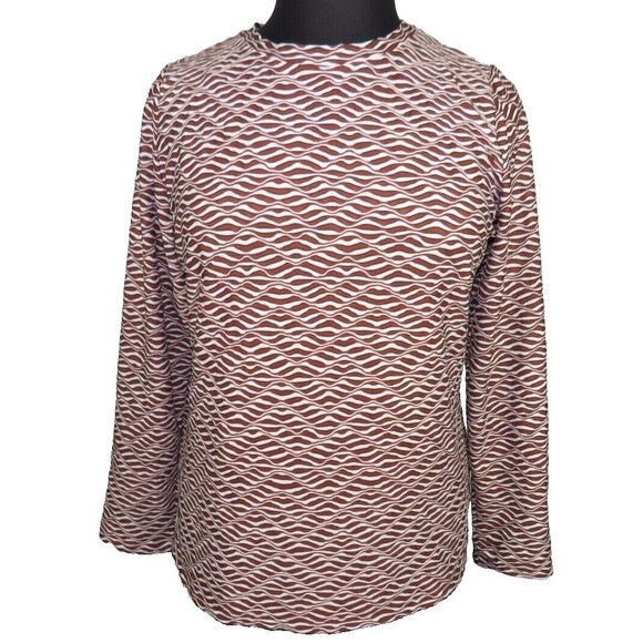 Ava + Viv Rust White Textured Abstract Swirl Print Long Sleeve Top Plus Size 16 - Picture 2 of 8